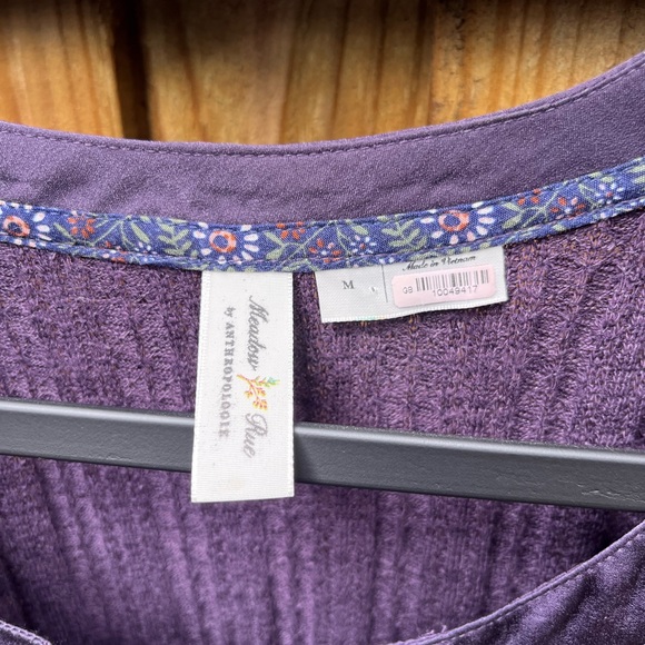 Anthropologie Meadow Rue Kersee Henley Top, EUC, plum, size M - Picture 6 of 6